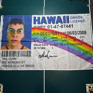 Mclovin drivers license banner flag funny room banner College flag